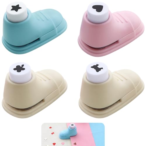 Juego de 4 Perforadoras de Papel con Formas: Corazón, Estrella, Trébol y Lazo - Troqueladora para Scrapbooking, Manualidades, Álbumes de Recortes y Tarjetas para Niños