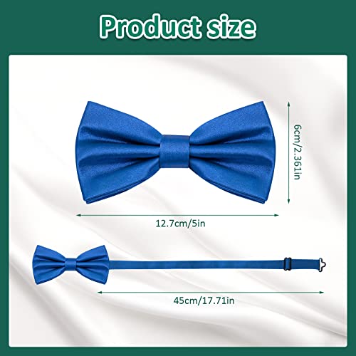 Pafuwei Men's Pre-Tied Bow Tie, Tux Bowtie Solid Color Neck Bow Ties Adjustable Length Formal Satin Bow Tie For Wedding Party (Polyester, Royal Blue) #TOP1