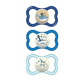 MAM Air Night & Day Baby Pacifier, for Sensitive Skin, Glows in The Dark, 3 Pack, 6-16 Months, Boy