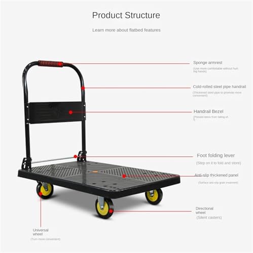 Carretilla Plataforma Plegable con Ruedas y Manija Metálica miniatura 3