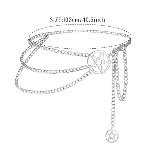 Manfnee Metal Chain Belt for Women Y2K Waist Belt Chunky Belly Link Belt Waist Chain Belts for Jeans Dress2