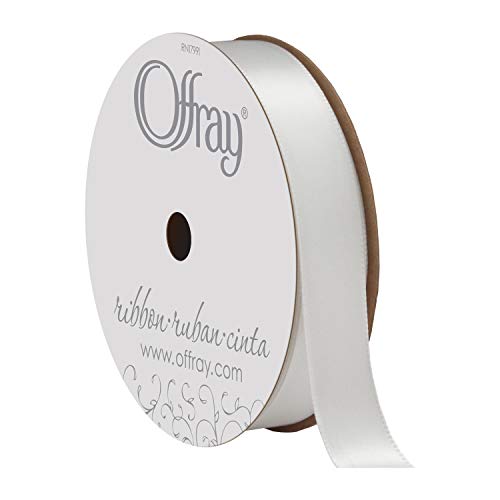 Image of Berwick 061152 5 /8 inch Wide Single Face Satin Ribbon, White, 6 Yds