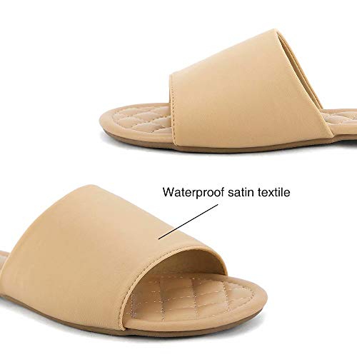 Maxmuxun Women Comfort Slip On Single Band Slides Memory Foam Flat Sandals Beige Size 8 #TOP4