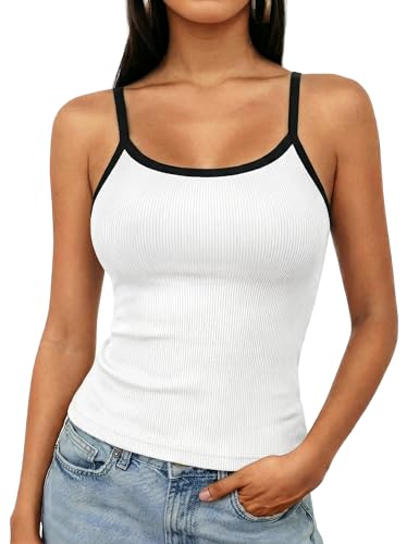 Aottori Debardeur Femme sans Manches Dos Nu Col Roulé Camisole Haut Été Ajustée Bretelles Spaghetti Cami Tank Top Décontracté Sport T-Shirt Chic et...