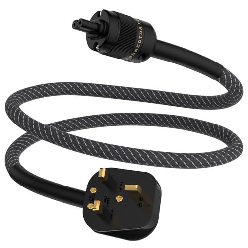 Tertullus HiFi Power Cable Audiophile Power Cord IEC C7 Mains Power Lead Universal UK Plug Power Cord (1m)