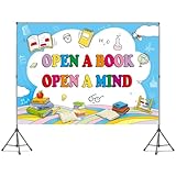 INRUI Reading Theme Photography Backdrop World Book Day Kids Students Library Classroom Party Decorations Banner (5x3FT)