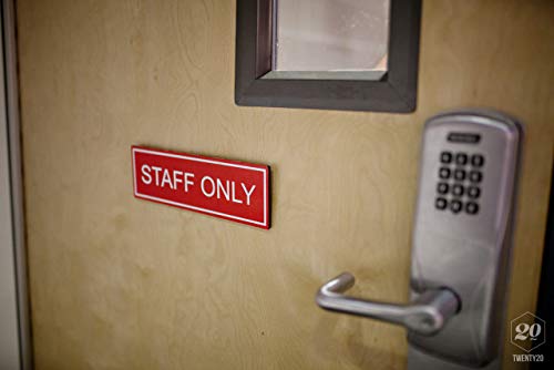 SIGNOOGLE Staff Only Acrylic Plate Display Sign Board for Hotel Restaurant Mall Bank Office Red White (30 cm x 10 cm)