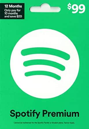 Spotify Annual Gift Card $99