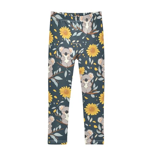 Cute Koalas Bears Girls' Leggings Toddler Doodles Sunflowers Kids Yoga Pants Dance Active Tights 4T