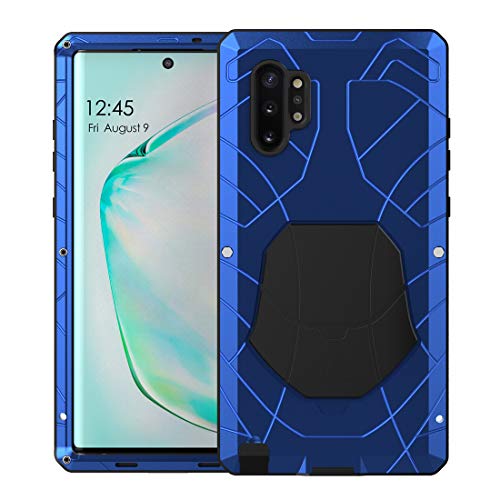 Foluu Galaxy Note 10 Plus Case, Galaxy Note 10 Plus 5G Case, Armor Aluminum Metal Shockproof Bumper Frame Case Soft Rubber Silicone Military Heavy Duty Hard Case for Galaxy Note 10 Plus (Blue)
