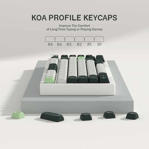 Image of KBDiy Botanical KOA Profile Keycaps 60 Percent,Dye-Sublimation PBT Green Custom Keyboard Keycap,131 Key Cap Set for Cherry Gateron MX Switches Mechanical Keyboards