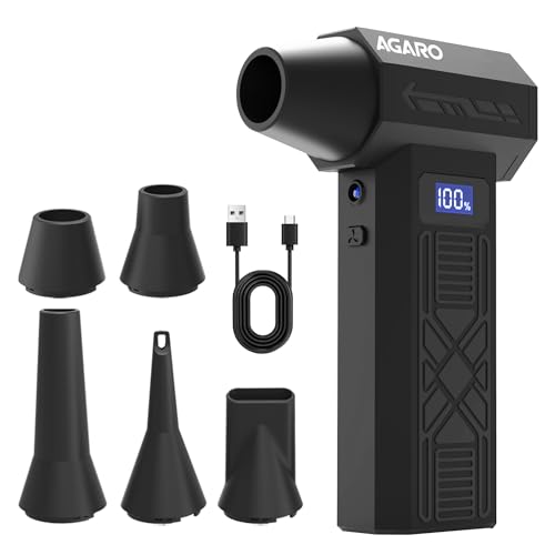 Image of AGARO Electric Air Duster, Powerful 120000 RPM Cordless Mini Blower with 4-Speed Settings, Digital Display & 5200 mAh Battery | Dust Cleaner for Computer, Laptop, Keyboard, Car & Home Cleaning, AD1771