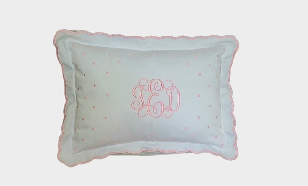 Monogram Baby Pillow Sham in Pink Throw Crib Pillow Embroidered Personalized