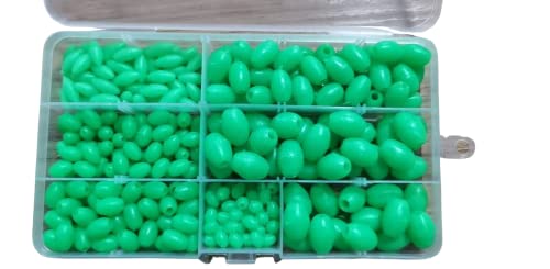 280 Perlen-Sortiment oval .selbstleuchtend 6 Größen, 6-12mm,oval sortiert in Box .luminous + gratis Petri Heil! Aufkleber