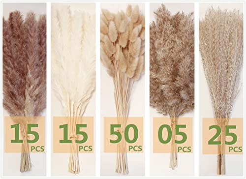 Natural Dried Pampas Grass Decor, 110 Pcs Pampas Grass Contains White Bunny Tails Dried Flowers, Artificial Flowers For Bathroom Decor, Bathroom Wall Decor, Office Decor And Baby Shower Decorations #TOP1