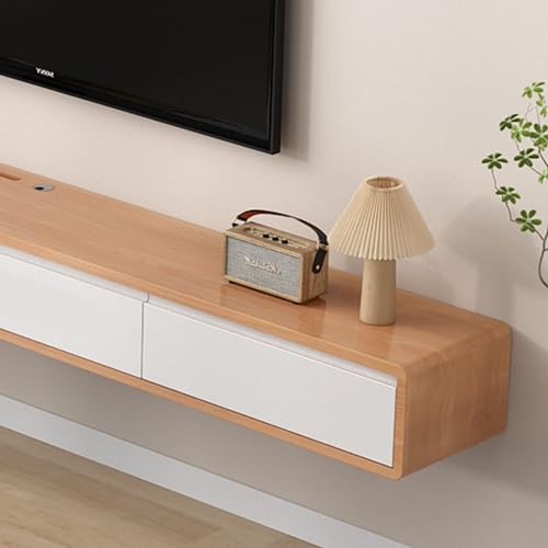 Schwebender TV-Ständer, Wandmontage, Media-Center, Aufbewahrungskonsole mit Tür und Regalen, Unterhaltungseinheit für Wohnzimmer
