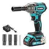 Stanew Llave de impacto sin escobillas inalámbrica, llave de impacto de 350 N.m con batería de 2000 mAh, con 3 enchufes de impacto (una batería)