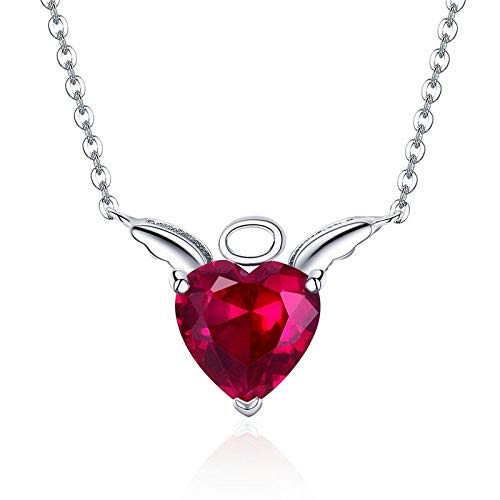 Collier ailes du diable en argent 925 sterling pour femme avec pendentif rouge glamour