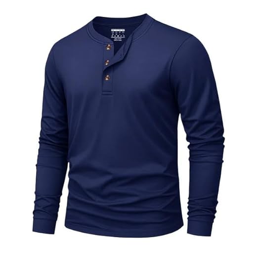KEFITEVD Henley T-Shirt à Manches Longues en Coton Basique pour Homme avec boutonnière, Bleu Marine, 3XL