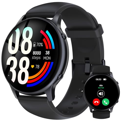 Smartwatch Uomo Donna, 1.32" Orologio Smartwatch con Effettua/Risposta Chiamate, IP68 Impermeabile Sportive Smart Watch, SpO2/Contapassi/Sonno/Cardiofrequenzimetro, Fitness Tracker per Android iOS