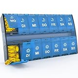 dosett medi blå Doppelte Sicherheit: Die pillenbox besteht aus einer robusten ABS Außenschale und einem lebensmittelechten Polypropylen Innenfach. Das Material ist sicher und zuverlässig, BPA frei, geruchlos und ungiftig. Die supplement box ist eine vertrauenswürdige Wahl für das tägliche Medikamentenmanagement.