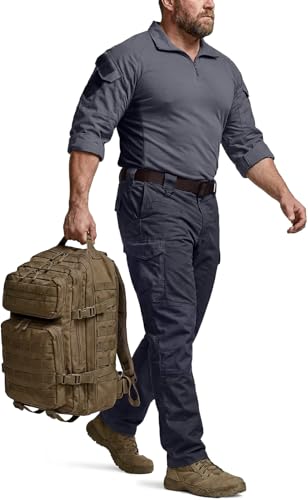 Image of CQR Men's Flex Ripstop Tactical Pants, Water Resistant Stretch Cargo Pants, Lightweight EDC Hiking Work Pants