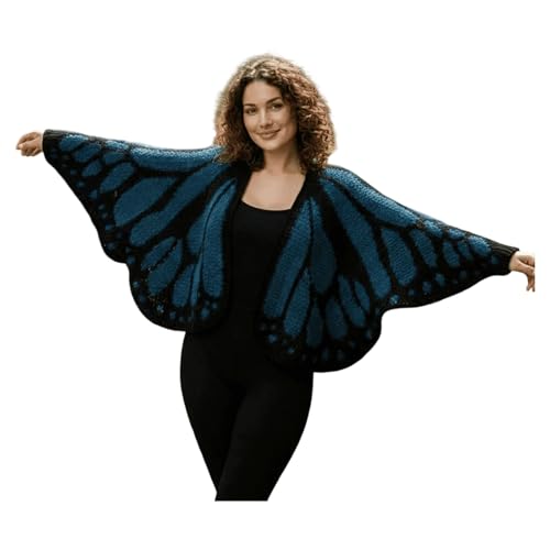 Châle unique crochet motifs papillons capelet bohème mode femme