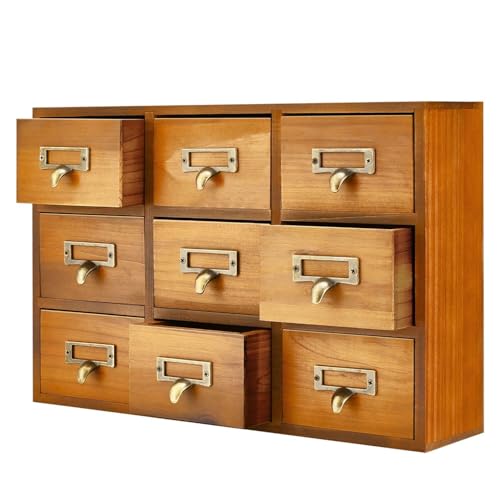 Flexzion Apothecary Cabinet with Drawers - 9 Vintage Drawers, Card