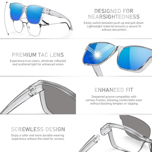 Image of GEGURI Polarized Sunglasses Fit Over Glasses for Men Women, Oversized Square Sun Glasses UV400 Protection Shades