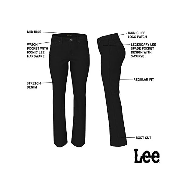 Lee-Womens-Petite-Regular-Fit-Bootcut-Jean Lee Women's Regular Fit Bootcut Jean, Black, 2 Petite