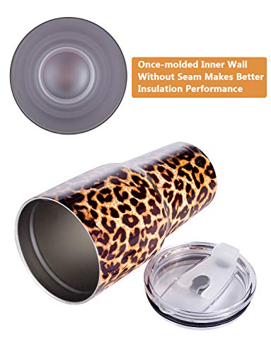 Dynamic Se 30Oz Leopard Tumbler Double Wall Stainless Steel Vacuum Insulated Travel Mug With Splash-Proof Lid Metal Straw And Brush #TOP3
