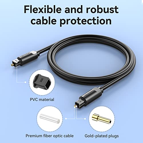 Image of VENTION Digital Optical Audio Cable for soundbar 6.6ft Fiber Audio Optic Cable,Toslink Cable for Blu-ray CD DVD, Sound Bar,Smart TV, Home Theater, Xbox, PS4