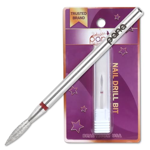 PANA 3/32' Diamond Carbide Flame Bit- Style 09, Fine Grit - Professional Cuticle Nail Drill Bits for...