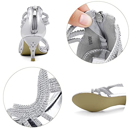 Shesole Womens Strappy Heels Open Toe Dress Sandals Silver Us 6 #TOP3