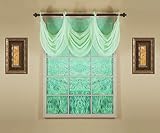 Today's Curtain, Emelia Grommet Sheer Valance Waterfall 25' Sage, 35' W x 25' L
