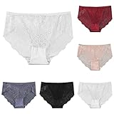 Bourund Women's Sexy Lace Stretch Hipster Underwear, Pack of 5 Floral Lace Sheer Panties Soft & Brea