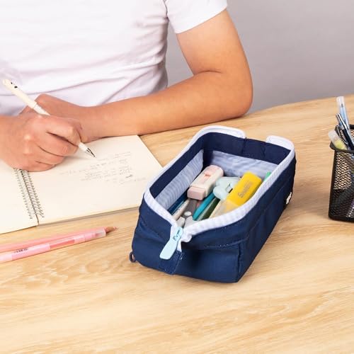 ZIPIT Lenny Federmäppchen, Großes Mäppchen für Schule & Uni, Etui mit breiter Öffnung, Federmappe Dunkelblau