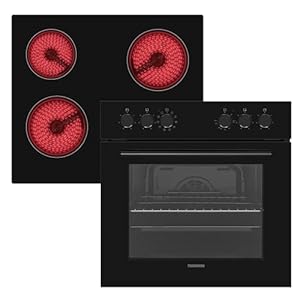Telefunken ECH65A-B2 Einbauherd-Set | Elektro-Herd-Kochfeld-Kombi... | Backofen mit Grill und Umluft | Rahmenloses Glaskeramik-Kochfeld mit 4 Zonen | 65 Liter | 60 cm | Edelstahl