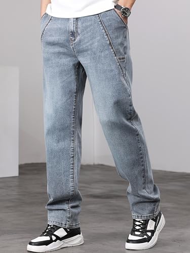 Image of URBAN POCKETS Streetwear Jeans for Men | Stylish Denim Jeans | Relaxed Wide Leg | Baggy Fit | Unique Stitch (U-25-U28)