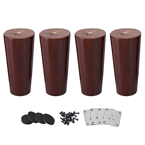 RHUAFET Holz Tischbeine, 4 Stück 15cm Holzfüße Möbelfüße Sofafüße für Schrank, Sofa, Couchtisch, TV-Schrank und andere Möbelbeine (12cm, Brown) Cover