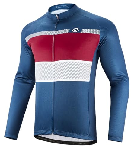 ROTTO Herren Radtrikot Fahrradtrikot langarm Rennrad Trikot Einfache Linien Serie