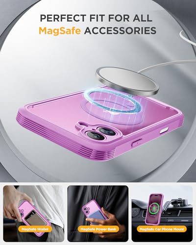 Image of Miracase for iPhone 16 Case 6.1'', [Bubble Free] Full-Body Bumper Phone case with Built-in Full Glass Screen &Camera Control,No Gap,Compatible with MagSafe,Drop Proof 16 Cover,Pink
