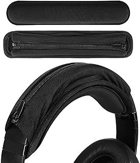 Geekria Medium Cooling-Gel Hook and Loop Headband Cover + Headband Pad Set/Headband Protector with Zipper No Tool Needed, Compatible with ATH Bose B JBL Hyperx Sony Headphones (Black)