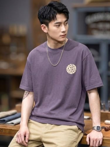 Image of SMOWKLY Men's T Shirt | Round Neck Half Sleeve Casual T Shirt for Men | Regular Fit Solid Graphic Tee | Breathable Summer Tees | Stylish Comfortable Streetwear Fashion for Men