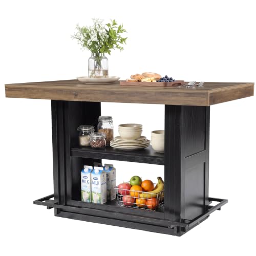 LITTLE TREE Kitchen Island with Storage, 55" Wood Island Table for Kitchen by LITTLE TREE - Used condition - Image 9