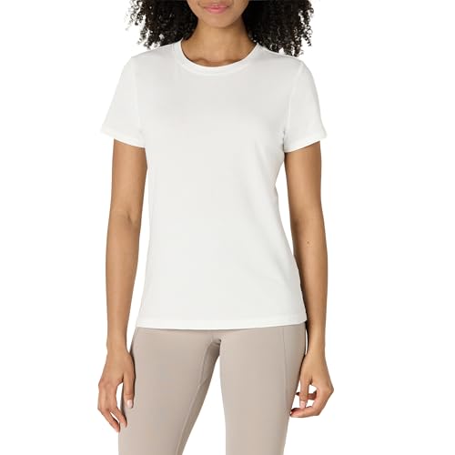 Amazon Essentials Damen Active Soft Cotton Leichtes Yoga-Workout-T-Shirt mit Rundhalsausschnitt und Kurzen Ärmeln, Regular Fit, Weiß, S Amazon Essentials Damen Active Soft Cotton Leichtes Yoga-Workout-T-Shirt mit Rundhalsausschnitt und Kurzen Ärmeln, Regular Fit, Weiß, S