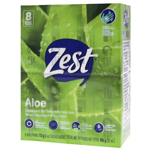 Image of Zest 8-Bar Bath Size Soap, Fresh Aloe, 4 Ounce (Pack of 32)