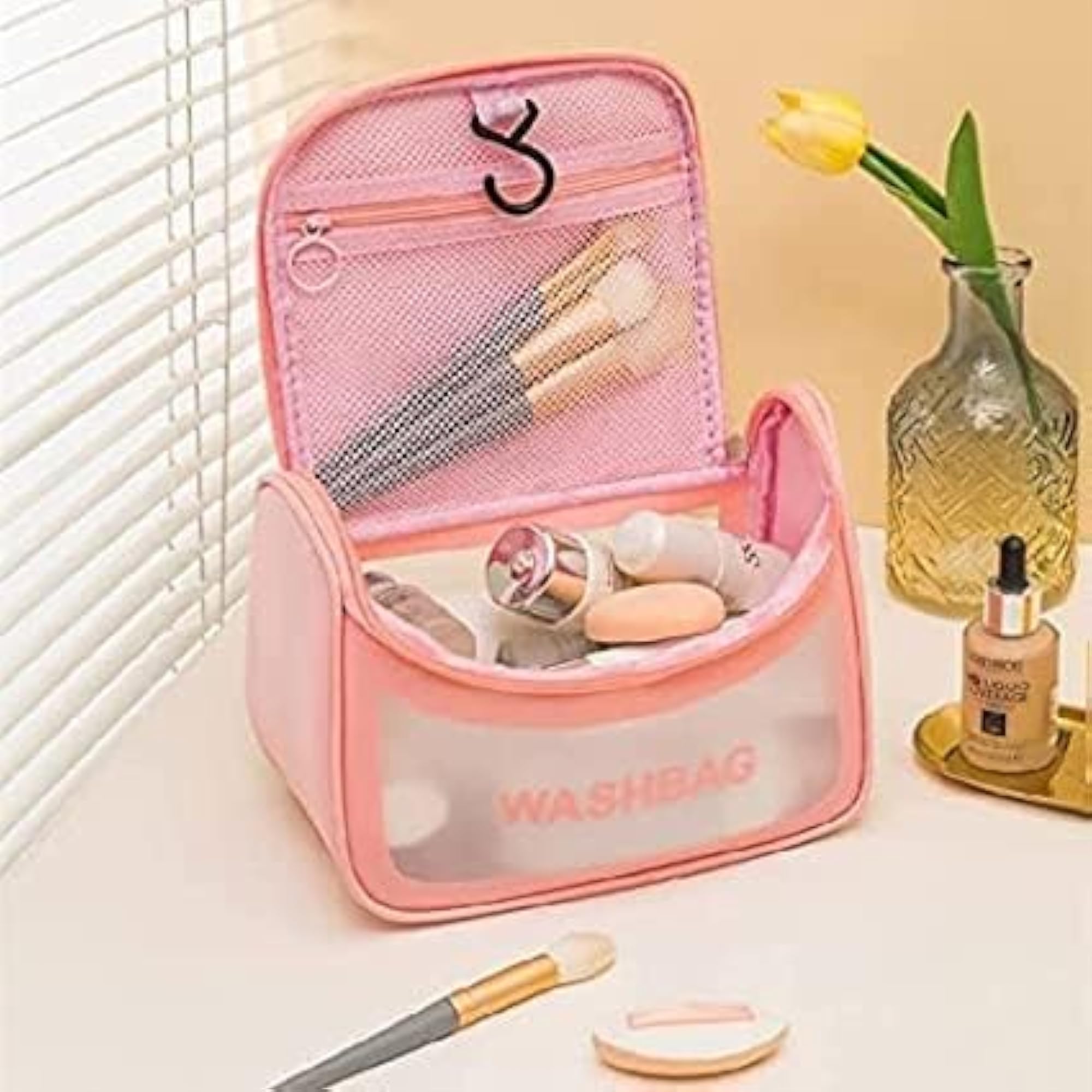 Transparent Cosmetic Bag Set Makeup Pouch Bag with Handle