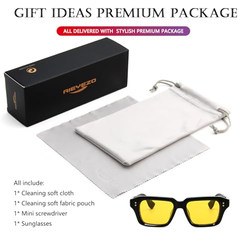 Image of AIEYEZO Rectangle Sunglasses for Men Women Fashion Square Frame Sun Glasses 90's Retro Designer Shades