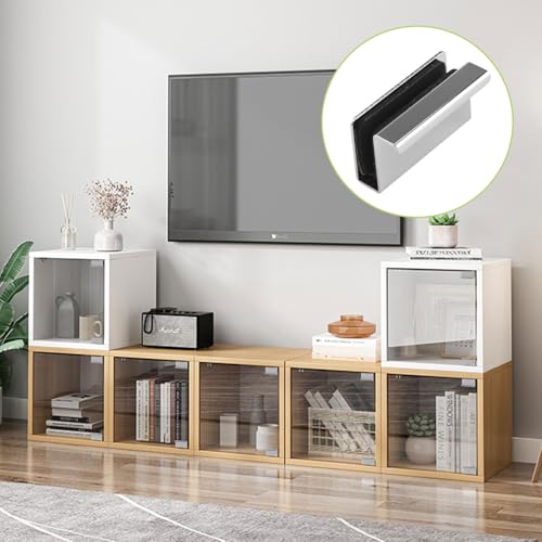 Image of UFURMATE Glass Finger Edge Pull, 4Pcs Cabinet Finger Pull Handle Glass Door Clips Cabinet Latch Clamp Concealed Handle for Display Glasscase Door (Chrome)